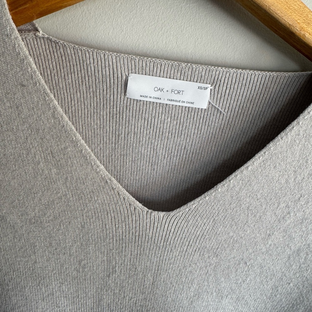 OAK + FORT Men's V-Neck Sweater - Soft Gray - Picture 3 of 5